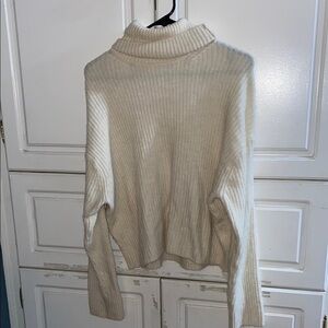 H&M Cream Ribbed Turtleneck Sweater